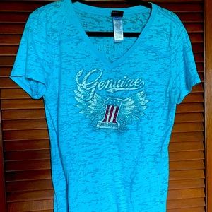 Harley Davidson Teal T-Shirt Womens Size Large